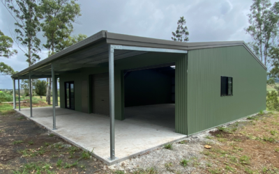 Shed in Pale Eucalypt with Garaport & Lean To